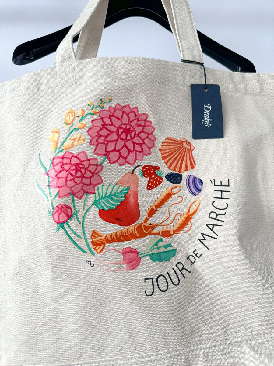 Drake's Ecru Extra Large Tote Bag Andreotti & Baribeaud Jour De Marche - Imagen 5