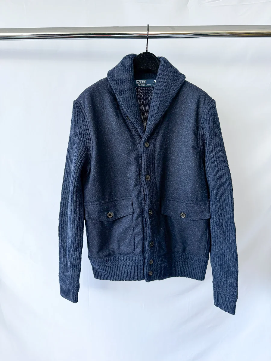 Ralph Lauren Polo Shawl Navy Wool Cardigan