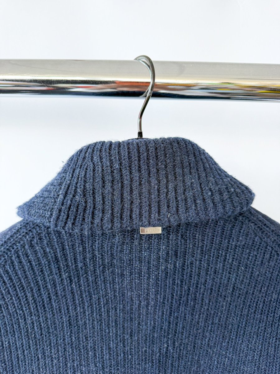Ralph Lauren Polo Shawl Navy Wool Cardigan - Imagen 7