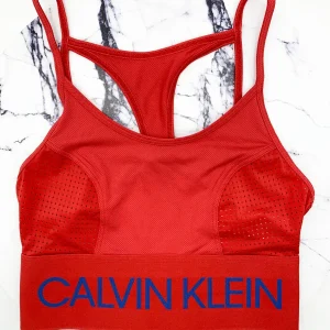 Calvin Klein Underwear Red & Blue Large Band Spell Out Logo Unlined Bralette Bra Top