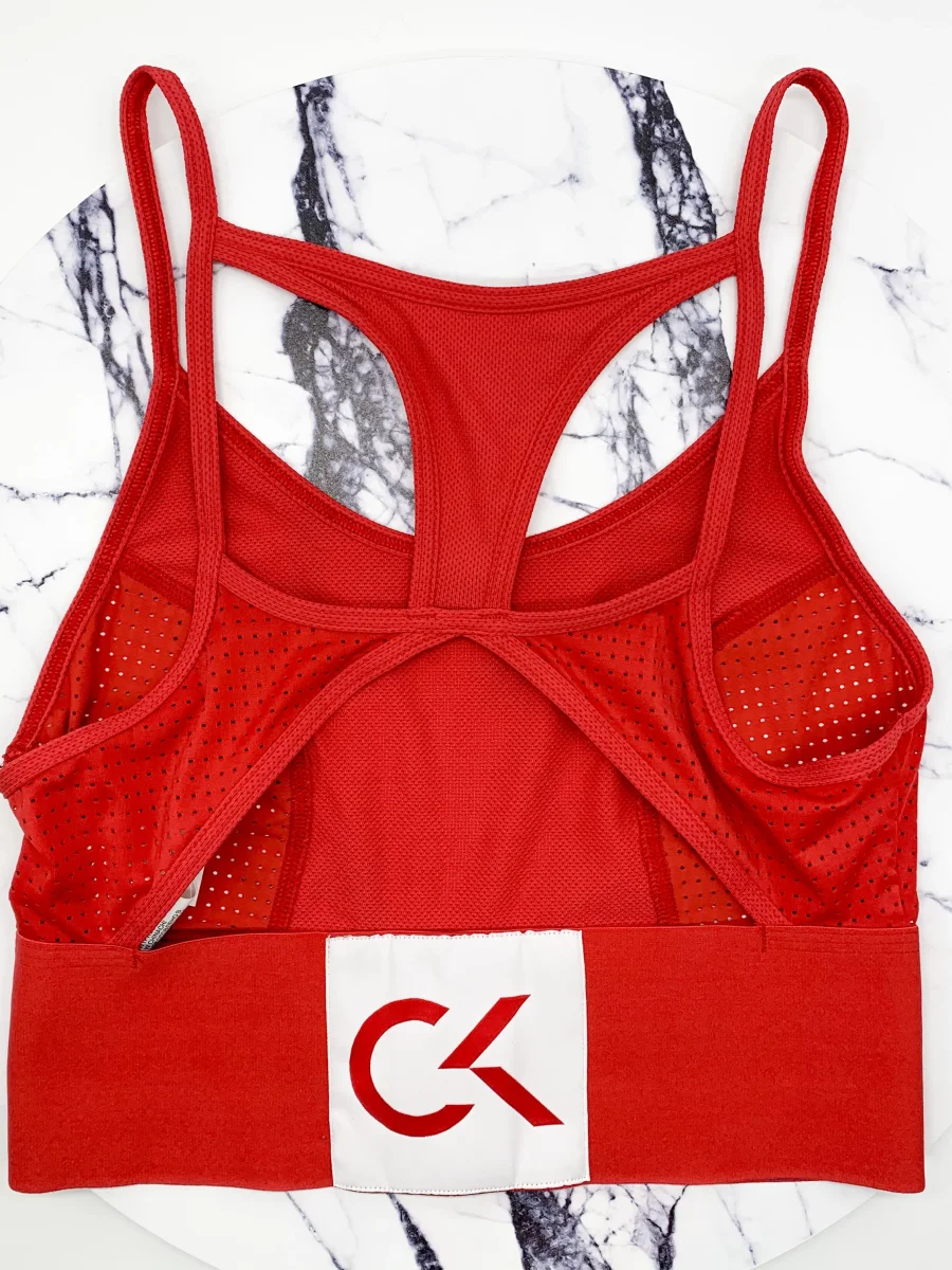 Calvin Klein Underwear Red & Blue Large Band Spell Out Logo Unlined Bralette Bra Top - Imagen 3