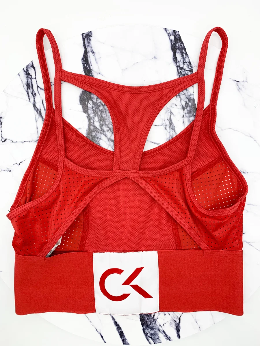 Calvin Klein Underwear Red & Blue Large Band Spell Out Logo Unlined Bralette Bra Top - Imagen 5