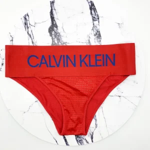 Calvin Klein Red Tanga Large Band Spellout Panties