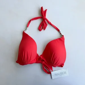 Pain De Sucre Red Halterneck Tie-Up Bikini Top in Elan