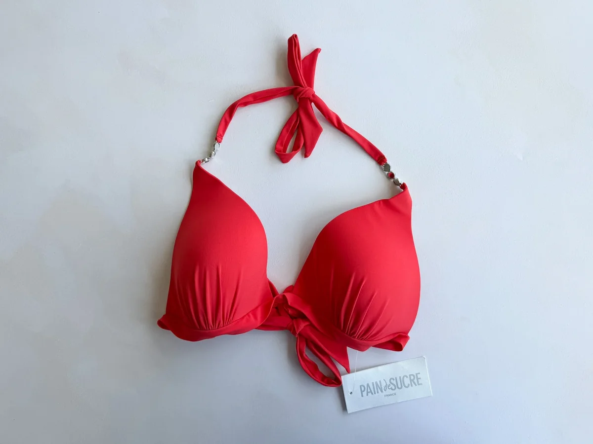 Pain De Sucre Red Halterneck Tie-Up Bikini Top in Elan
