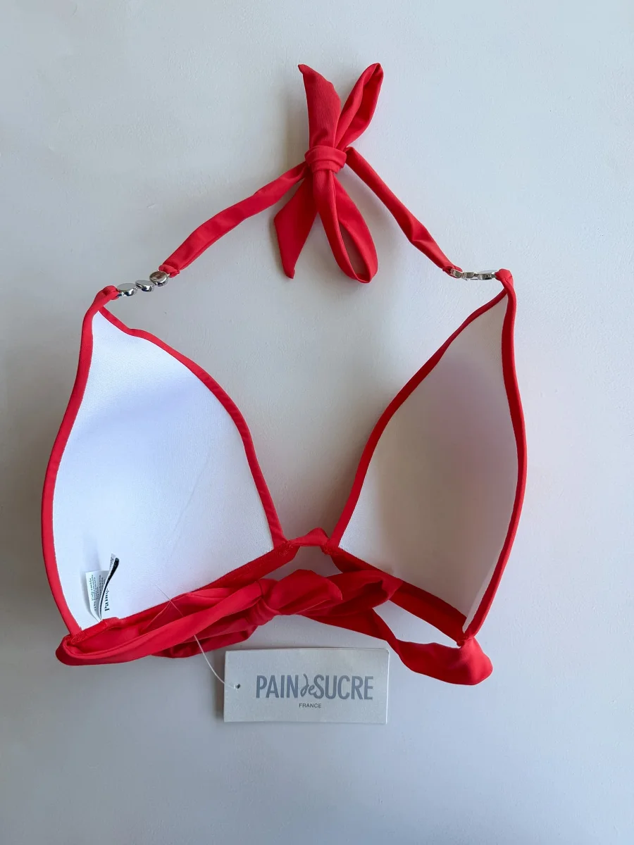 Pain De Sucre Red Halterneck Tie-Up Bikini Top in Elan - Imagen 4