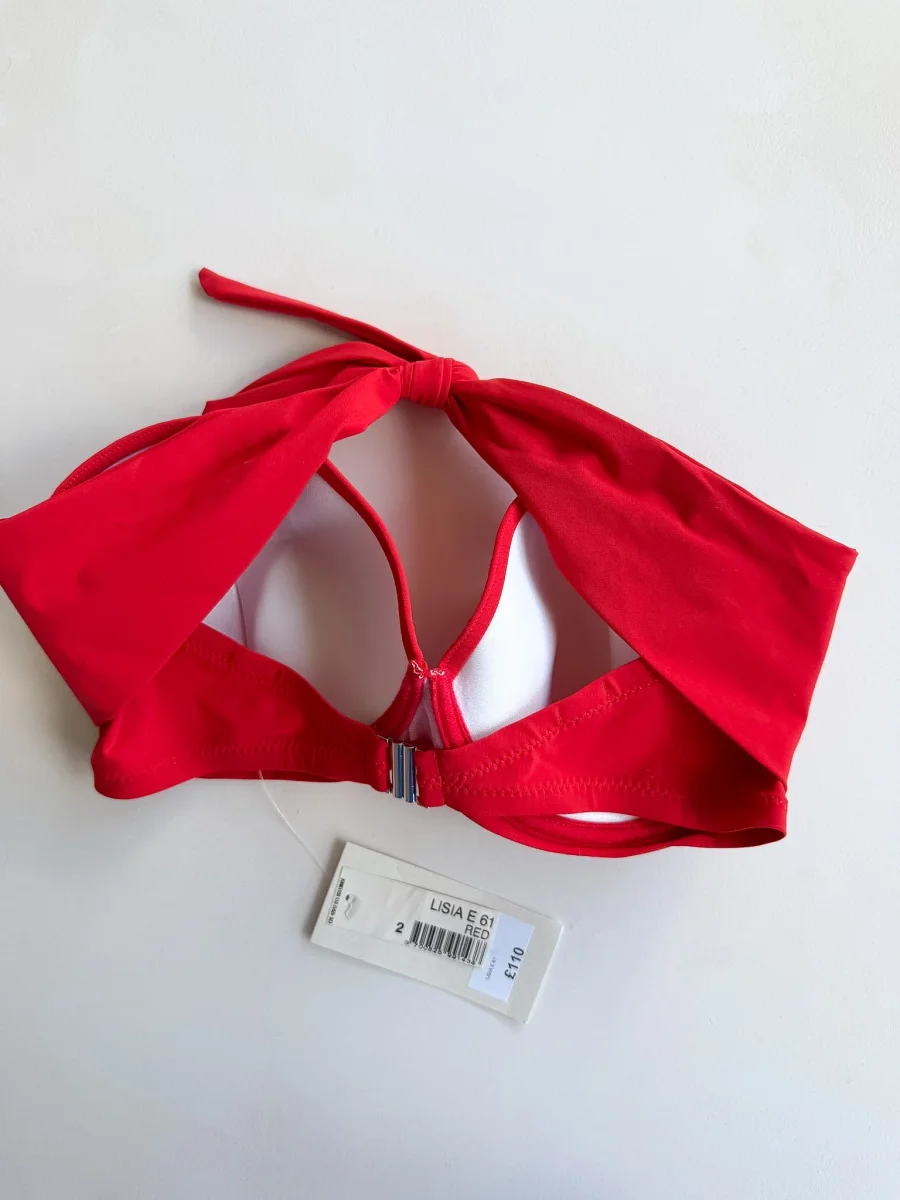 Pain De Sucre Red Halterneck Bra Cup Bikini Top in Lisia - Imagen 4