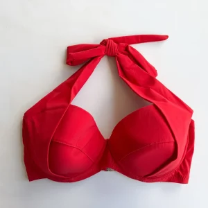 Pain De Sucre Red Halterneck Bra Cup Bikini Top in Lisia