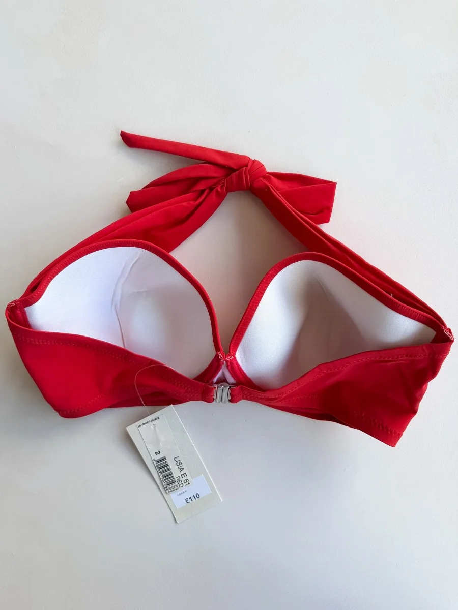 Pain De Sucre Red Halterneck Bra Cup Bikini Top in Lisia - Imagen 6