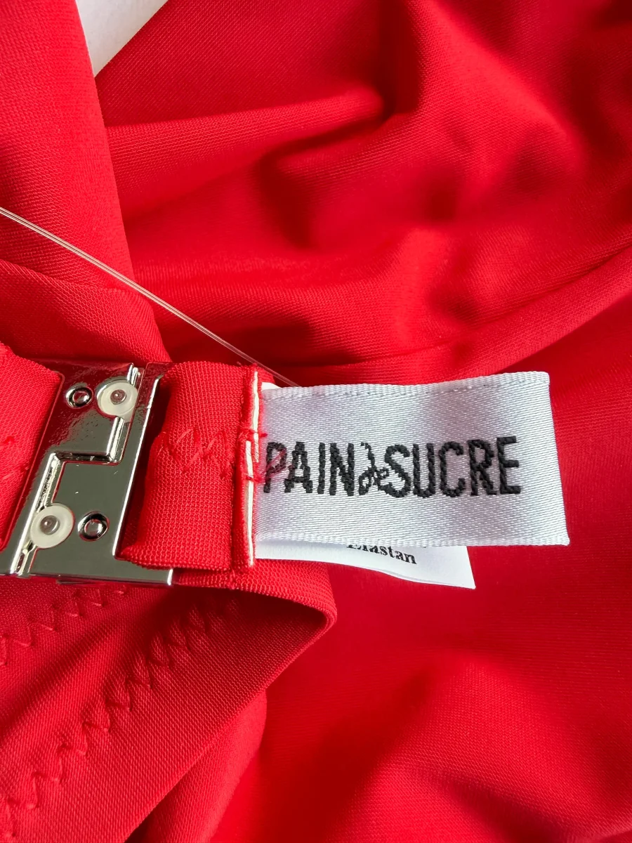 Pain De Sucre Red Double Strap Bra Cup Bikini Top in Iquito - Imagen 7