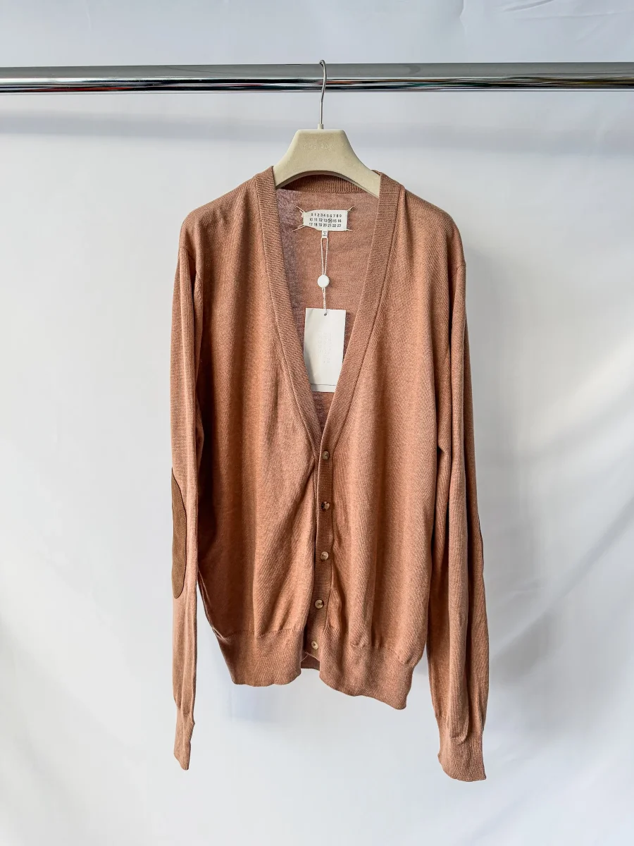 MAISON MARTIN MARGIELA Brown Cotton Wool Cardigan With Elbow Patches - Imagen 2
