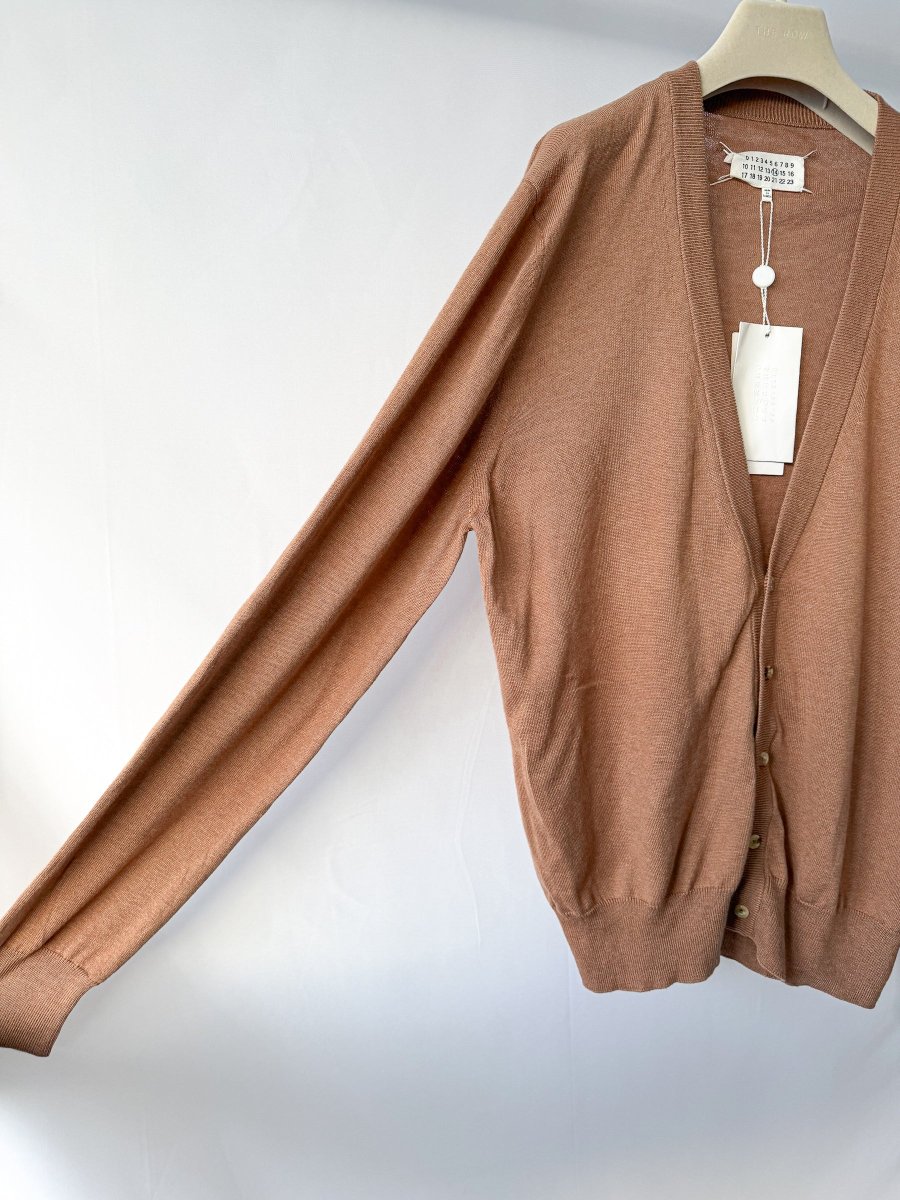 MAISON MARTIN MARGIELA Brown Cotton Wool Cardigan With Elbow Patches - Imagen 6