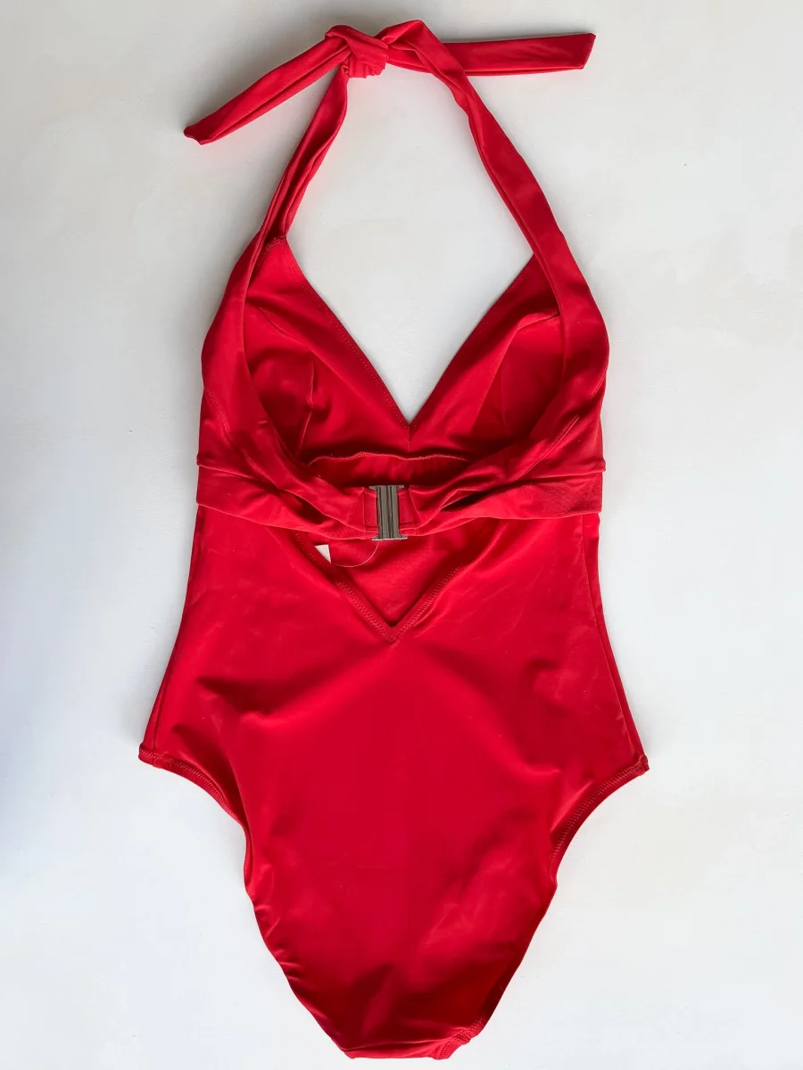 Pain De Sucre Red V-Neck Sports Bra Swimsuit in Laam - Imagen 6
