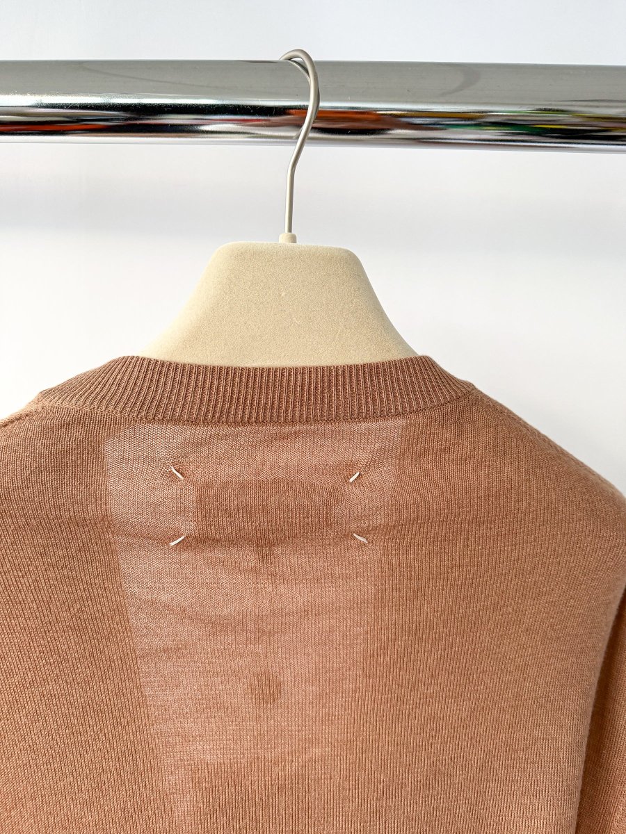 MAISON MARTIN MARGIELA Brown Cotton Wool Cardigan With Elbow Patches - Imagen 7