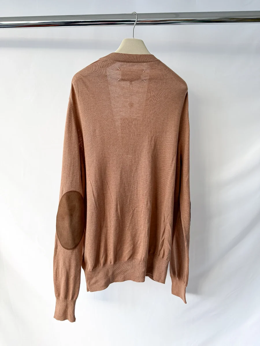 MAISON MARTIN MARGIELA Brown Cotton Wool Cardigan With Elbow Patches - Imagen 3