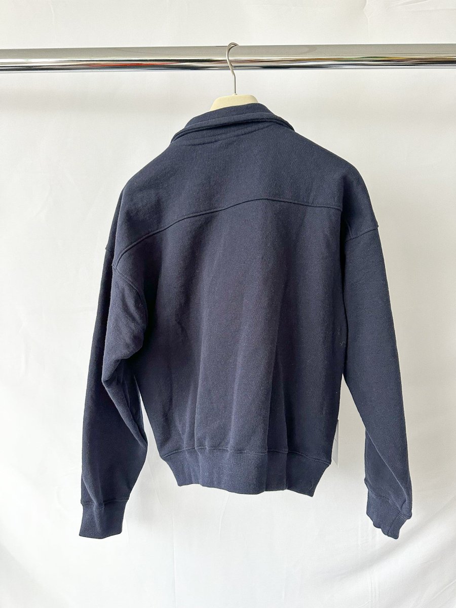 Sporty & Rich Navy Logo Front Quarter Zip Sweatshirt - Imagen 5