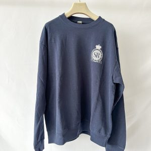 Sporty & Rich Navy Royal Club Crest Print Crewneck Cotton Sweatshirt