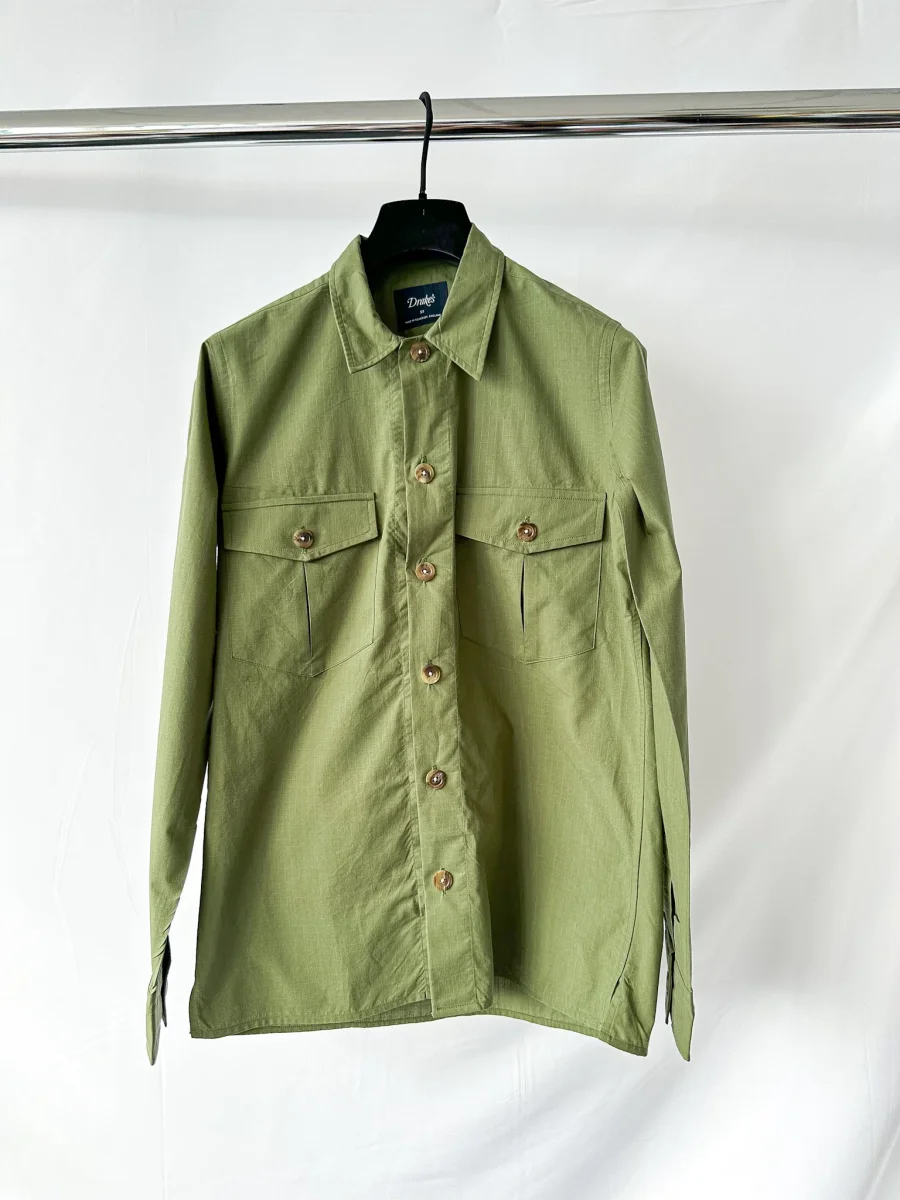 Drake's Green Cotton Ripstop Overshirt Shirt Jacket - Imagen 2