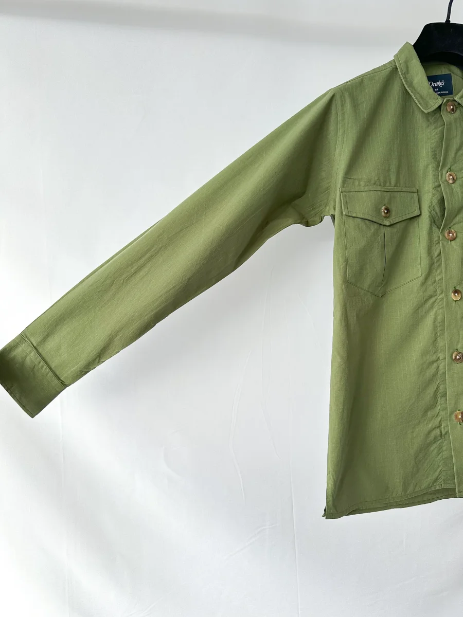 Drake's Green Cotton Ripstop Overshirt Shirt Jacket - Imagen 4