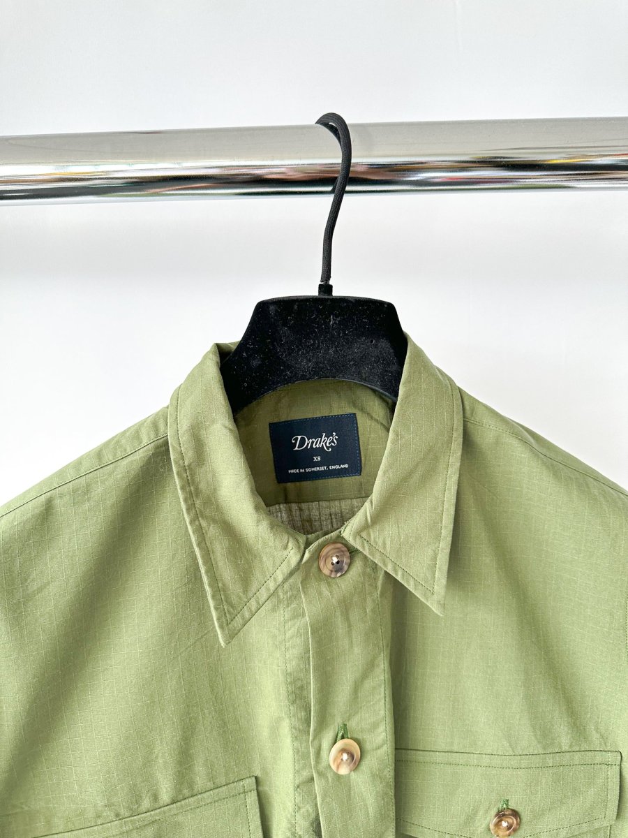 Drake's Green Cotton Ripstop Overshirt Shirt Jacket - Imagen 5