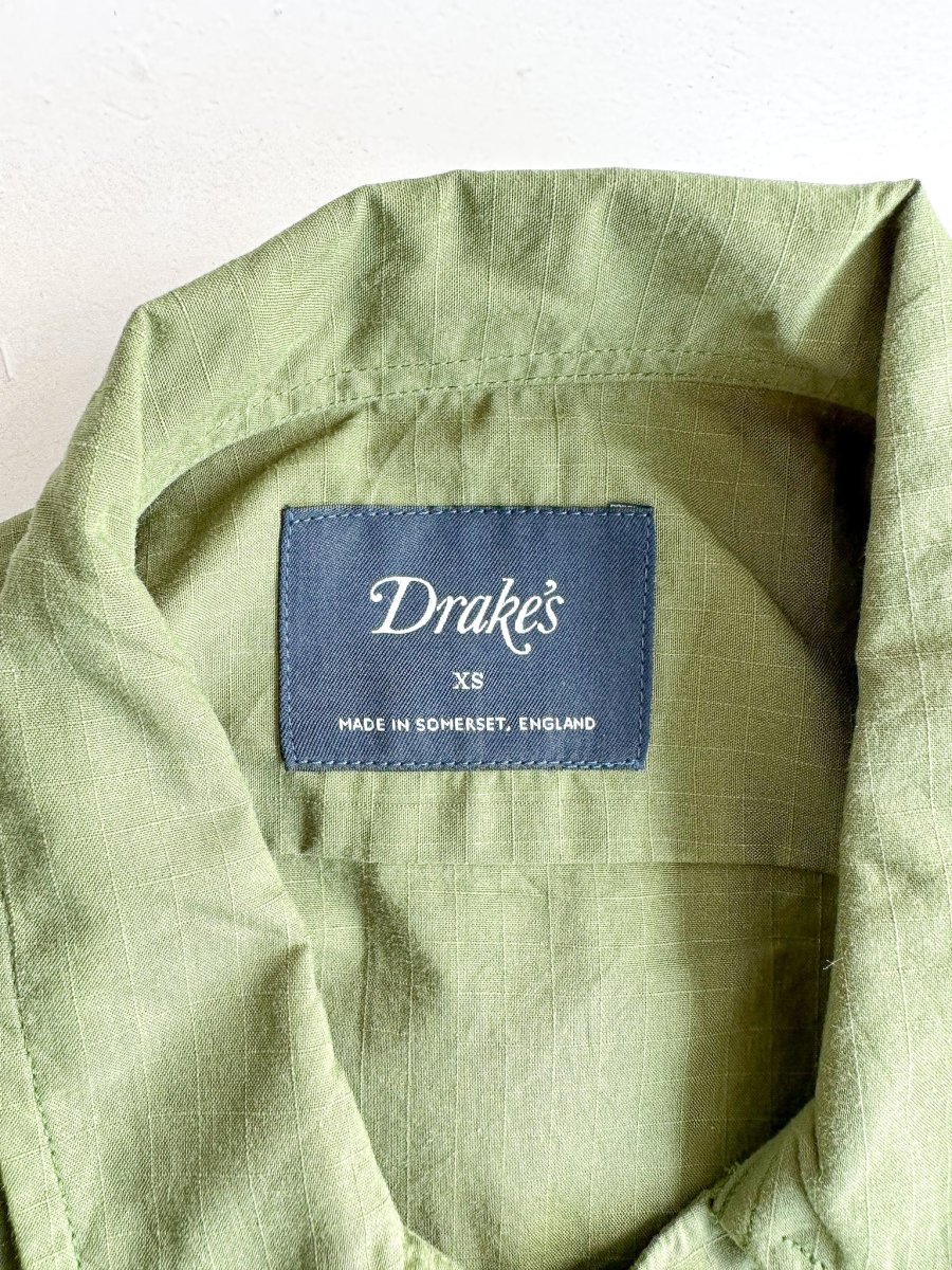 Drake's Green Cotton Ripstop Overshirt Shirt Jacket - Imagen 7