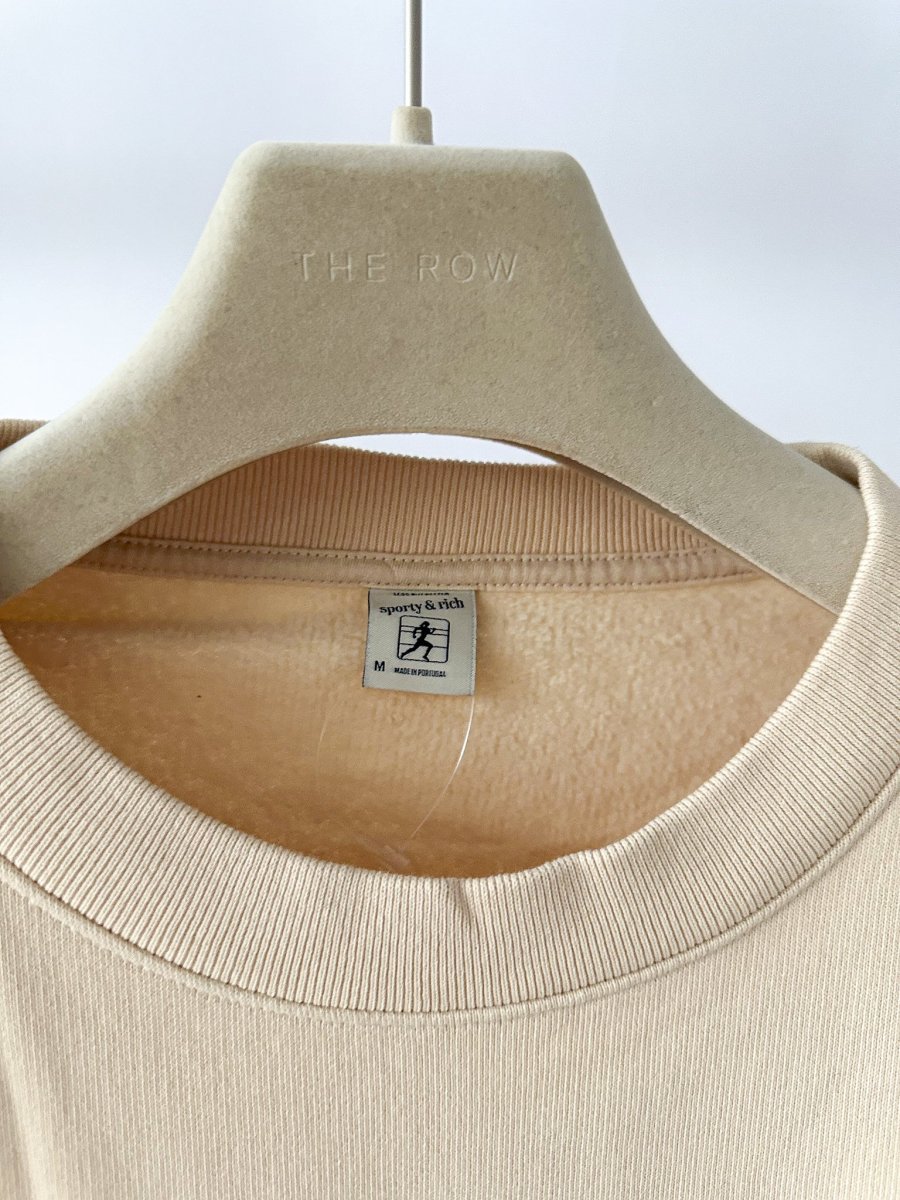 Sporty & Rich Wellness Club Embroidered Crewneck Cream Cotton Sweatshirt - Imagen 7