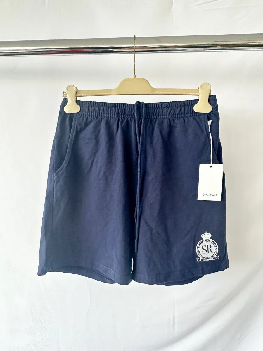Sporty & Rich Royal Club Cotton Navy Gym Shorts - Imagen 3