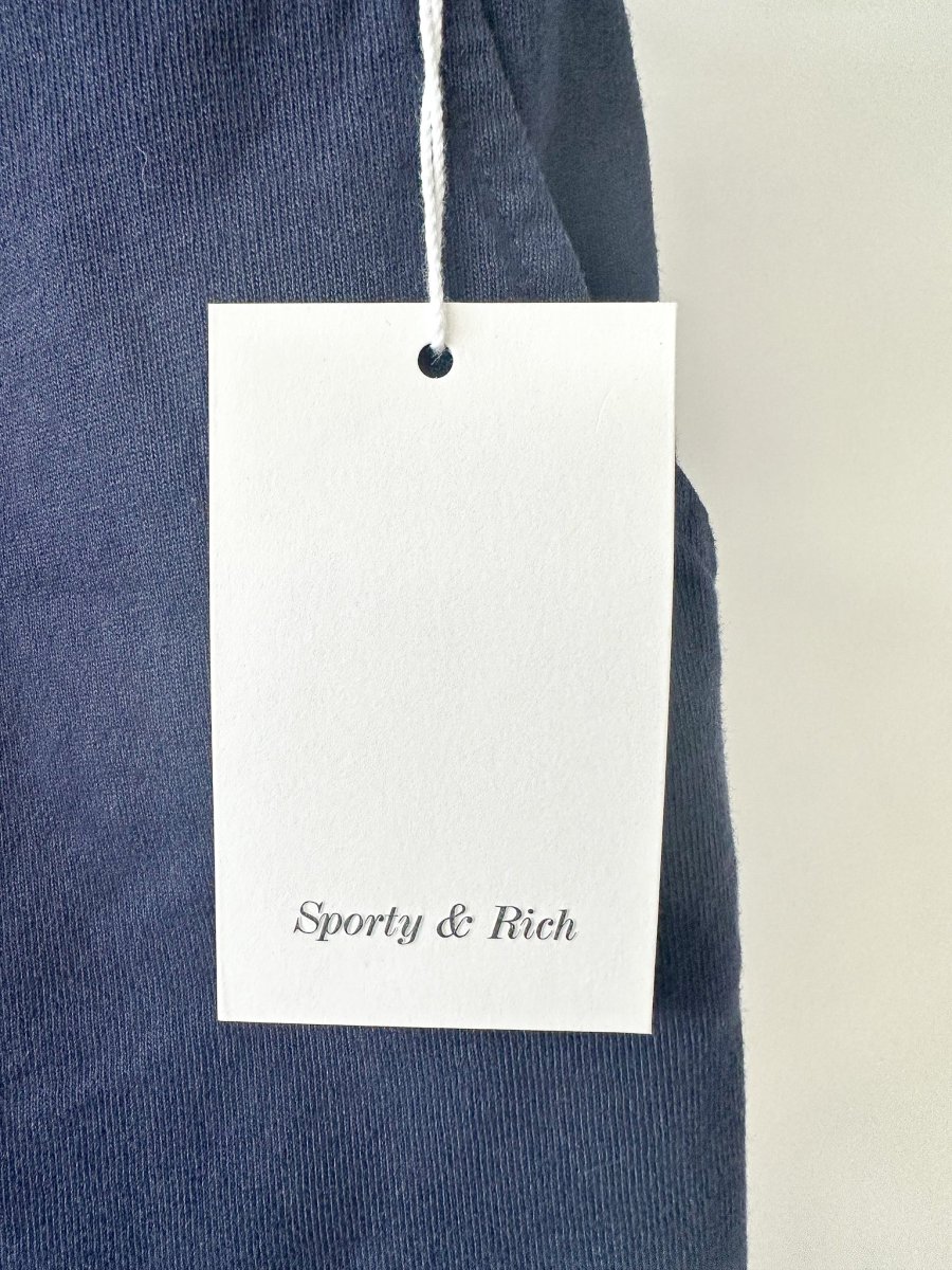 Sporty & Rich Royal Club Cotton Navy Gym Shorts - Imagen 5