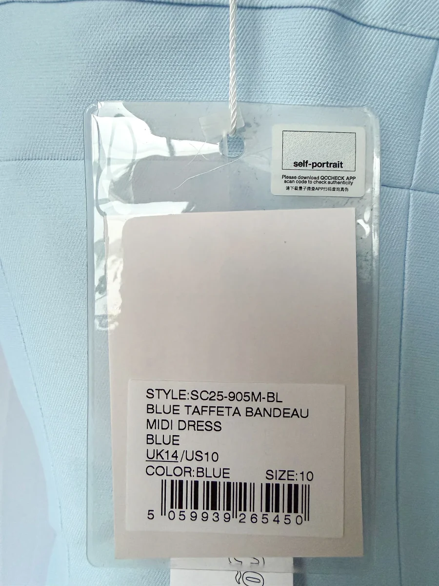 Self-Portrait Powder Blue Bow Detail Taffeta Flared Dress - Imagen 8