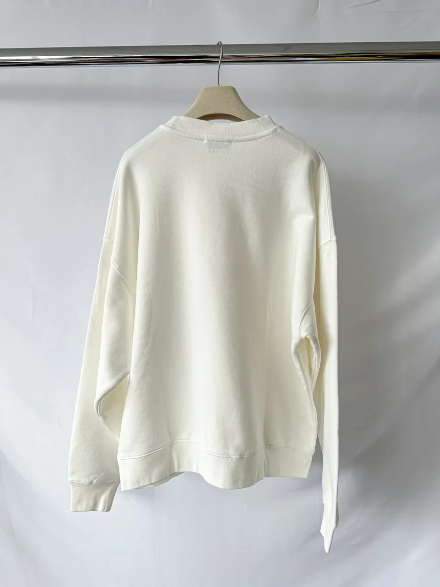 Anine Bing Miles White Logo Embroidered Sweatshirt - Imagen 9