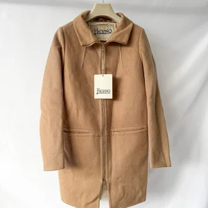 Herno Caramel Wool Zip-Up Coat