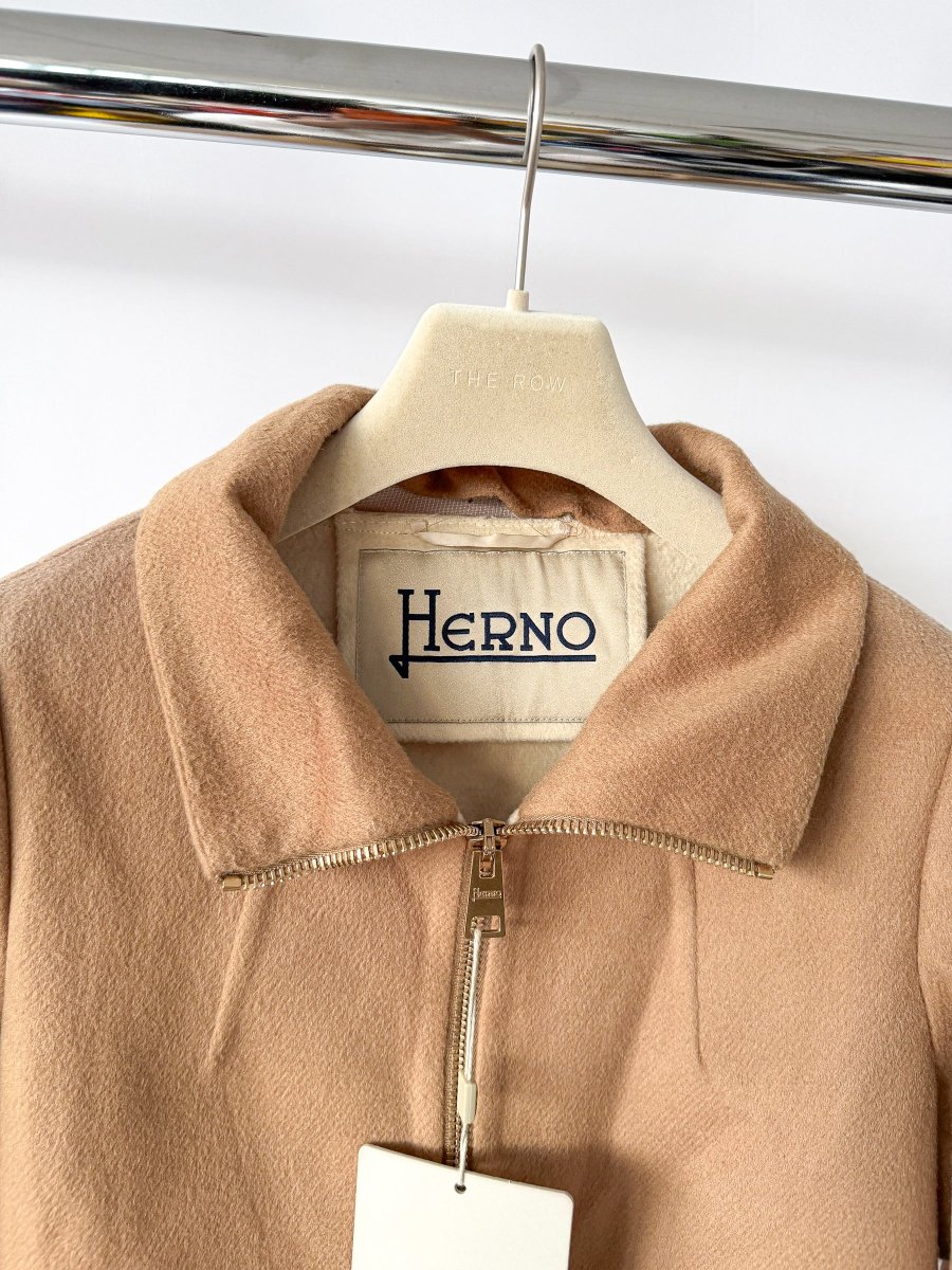 Herno Caramel Wool Zip-Up Coat - Imagen 3