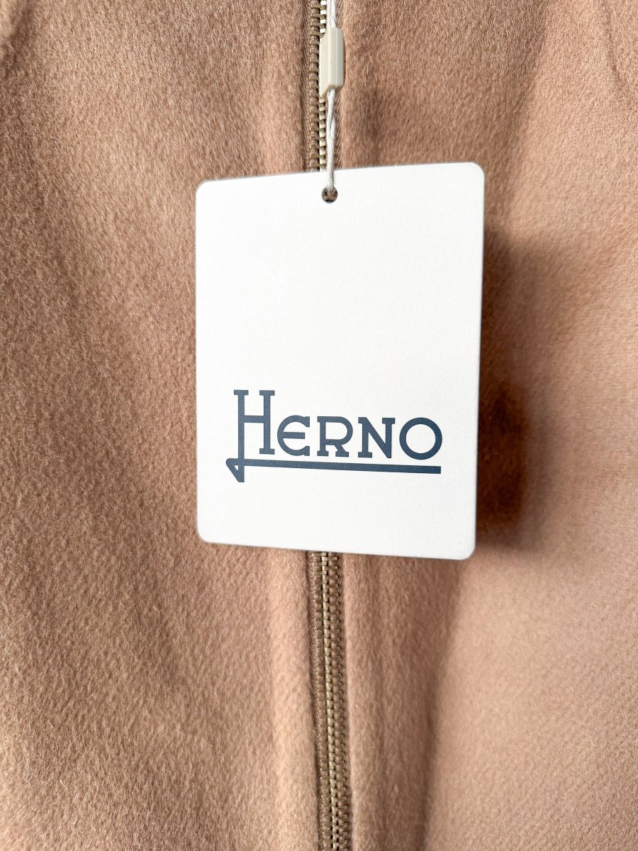 Herno Caramel Wool Zip-Up Coat - Imagen 4