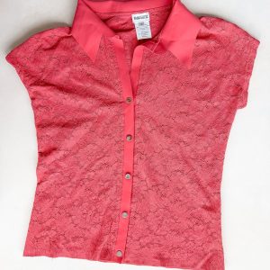 Pain De Sucre Blush Pink Lace Button Blouse Top in Giny