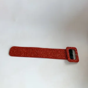 The Attico Red Glitter Embellished Ankle Strap Cuff