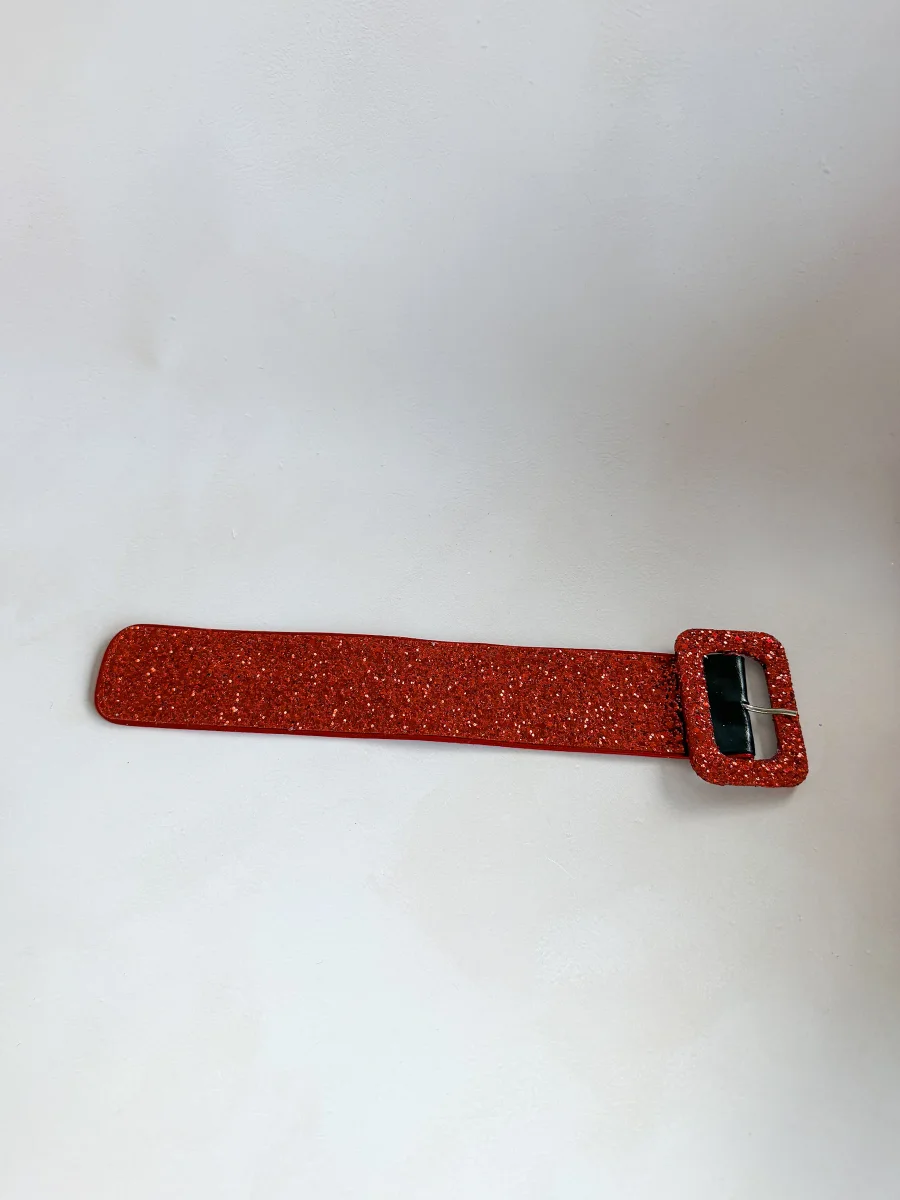 The Attico Red Glitter Embellished Ankle Strap Cuff - Imagen 2