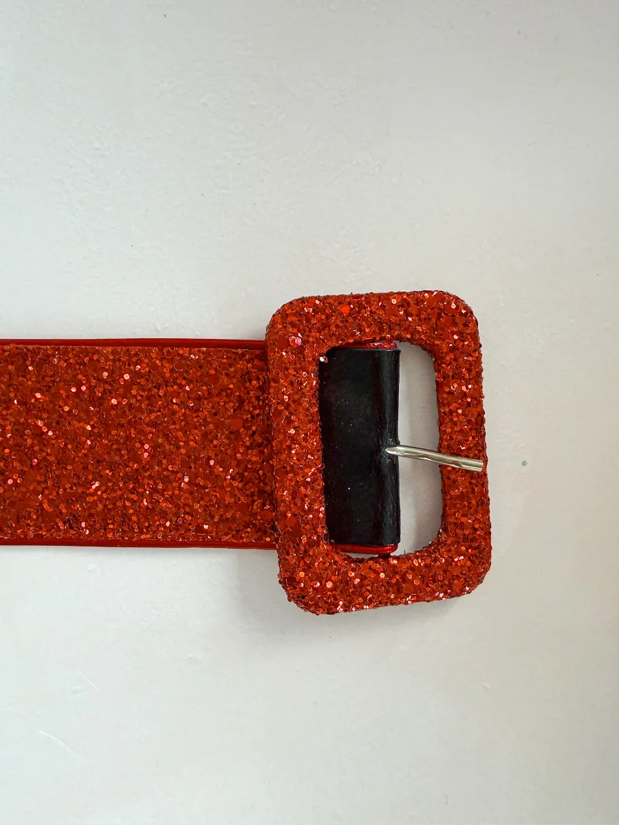 The Attico Red Glitter Embellished Ankle Strap Cuff - Imagen 3