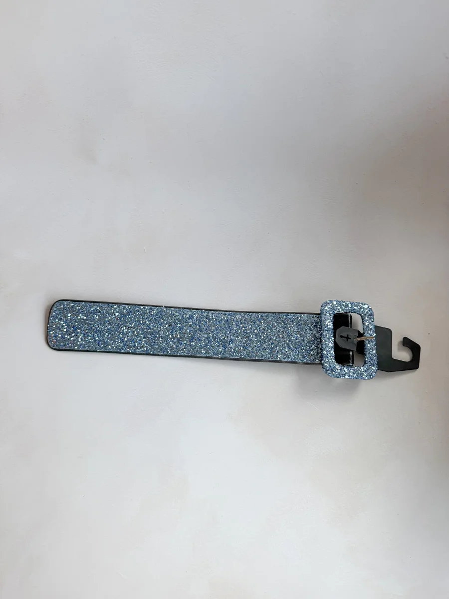 The Attico Blue Glitter Embellished Ankle Cuff Strap - Imagen 3