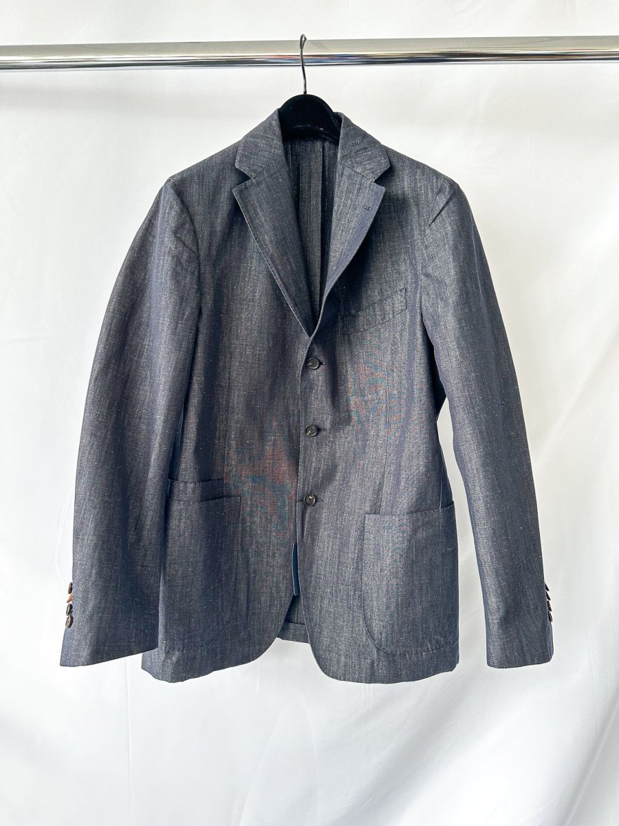 Drake's Navy Blue Cotton Linen Jacket - Imagen 3