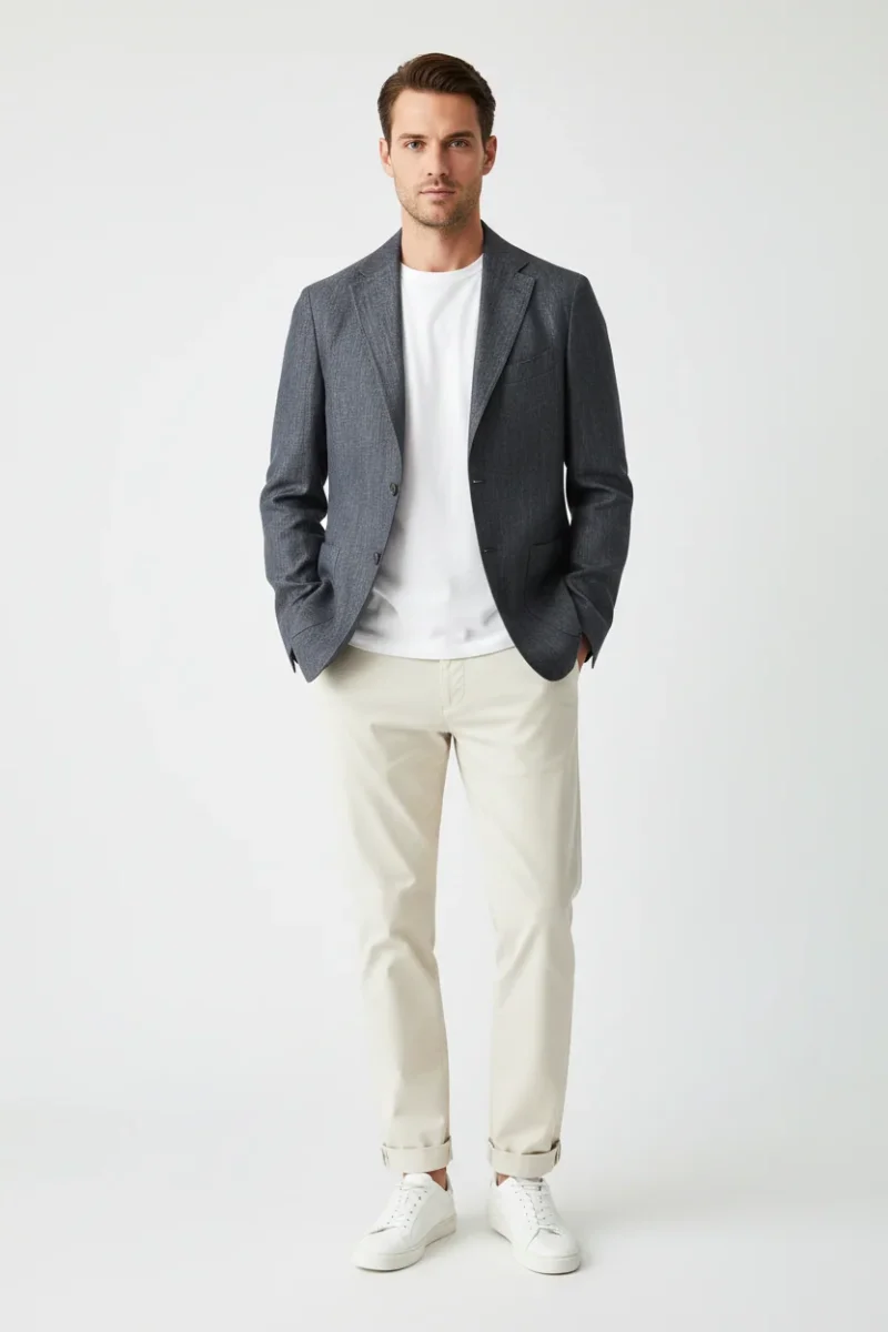 Drake's Navy Blue Cotton Linen Jacket