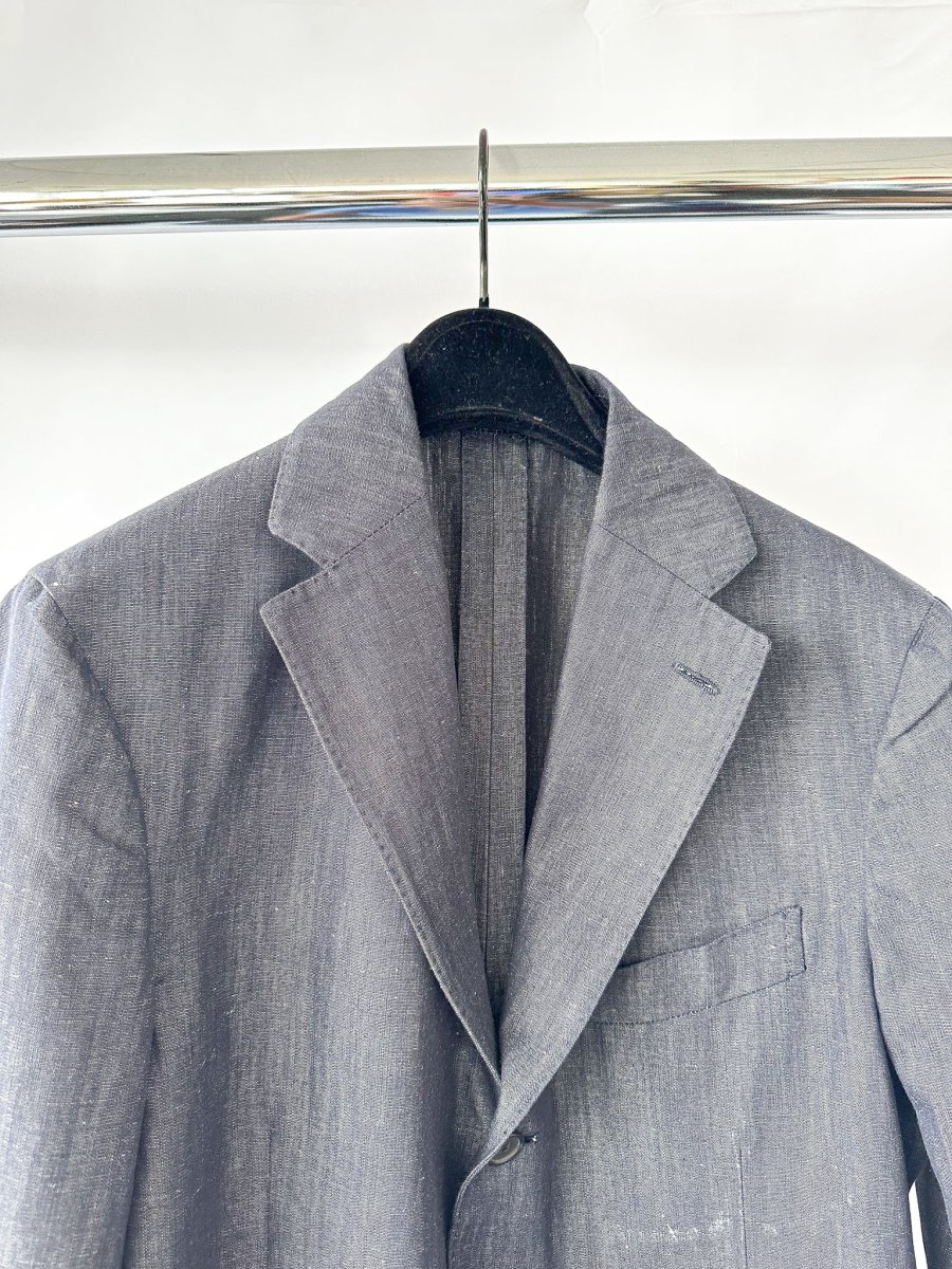 Drake's Navy Blue Cotton Linen Jacket - Imagen 5