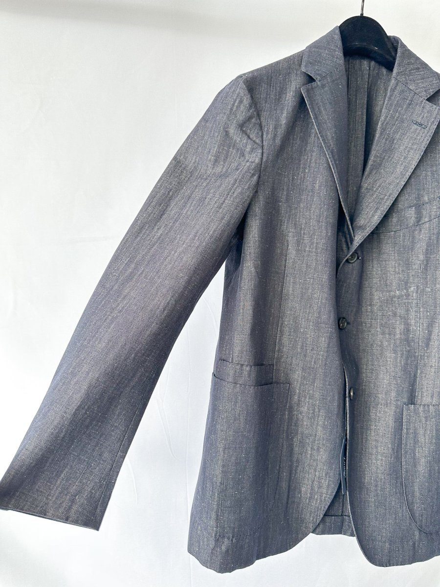 Drake's Navy Blue Cotton Linen Jacket - Imagen 6