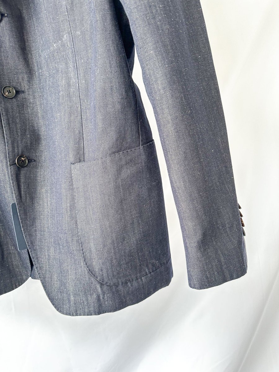 Drake's Navy Blue Cotton Linen Jacket - Imagen 7