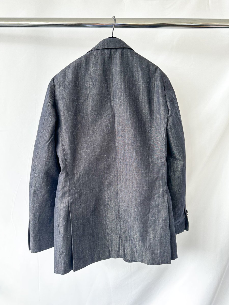 Drake's Navy Blue Cotton Linen Jacket - Imagen 4