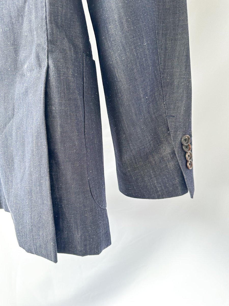 Drake's Navy Blue Cotton Linen Jacket - Imagen 8
