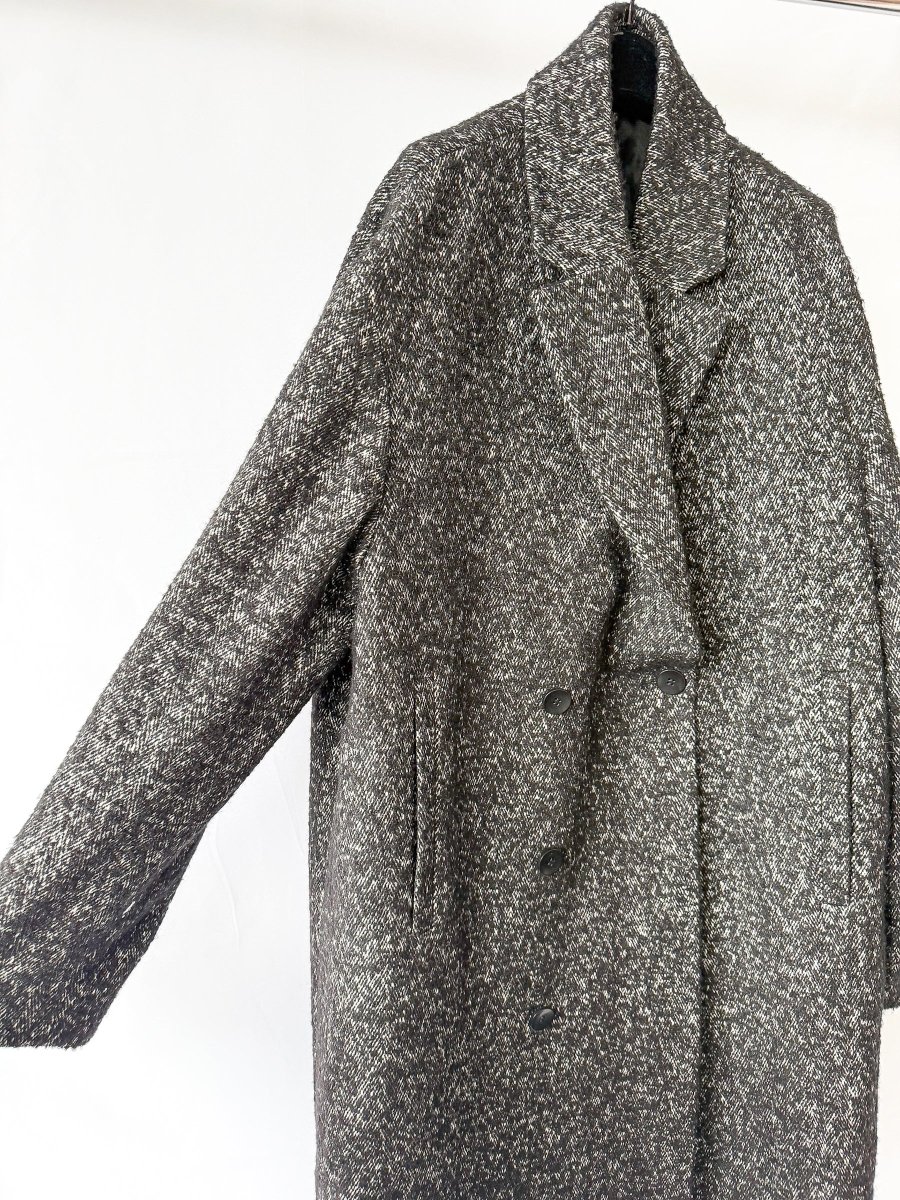 Calvin Klein Boucle Wool Blend Black Coat - Imagen 4