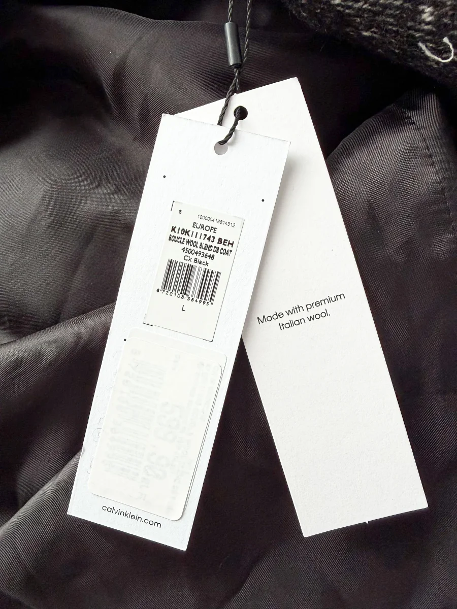 Calvin Klein Boucle Wool Blend Black Coat - Imagen 8