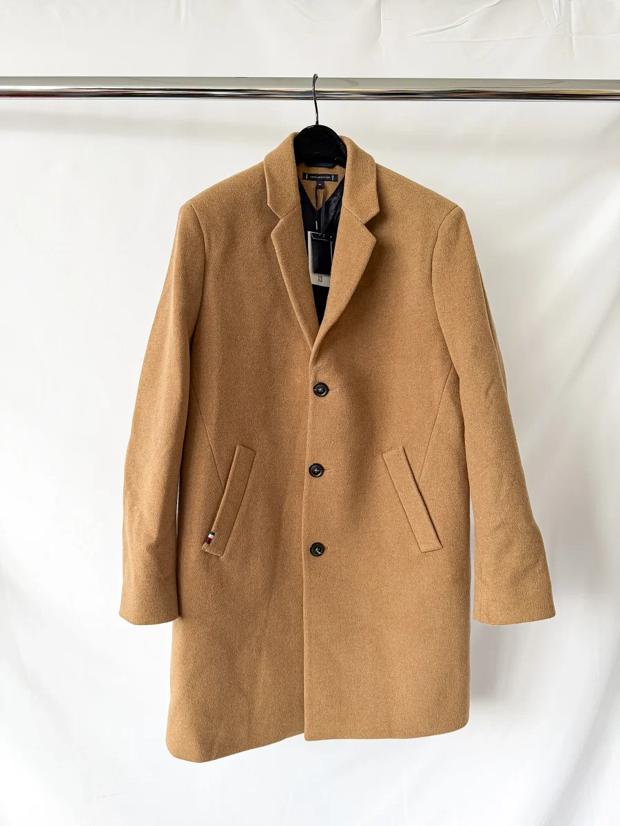 Tommy Hilfiger Camel Brown Wool Blend Coat - Imagen 4