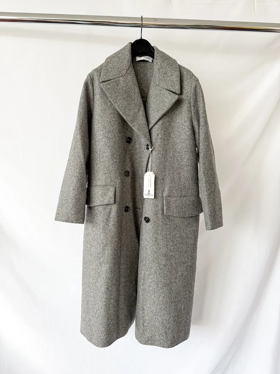 Barena Grey Double Breasted Gazabin Granelo Coat - Imagen 2