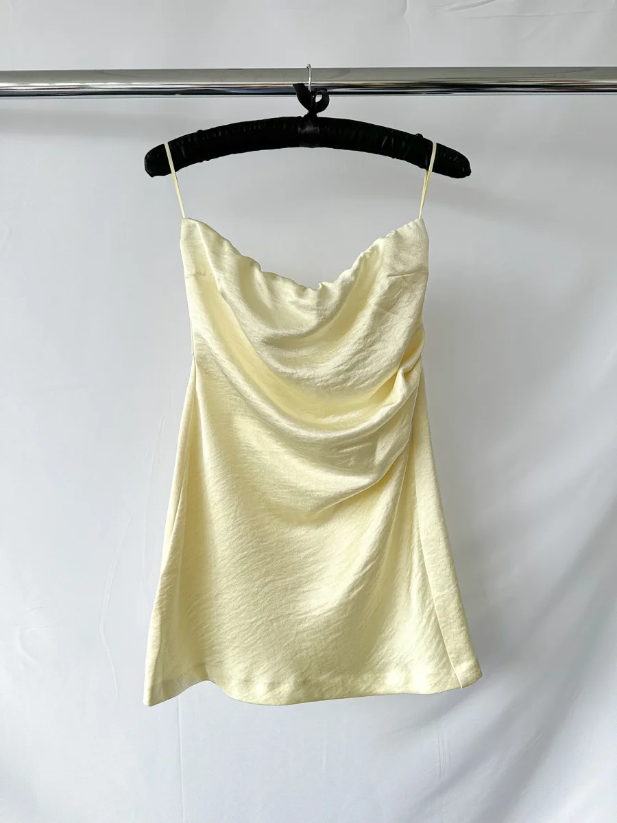 Bec & Bridge Symone Ice Yellow Strapless Mini Dress DAMAGED